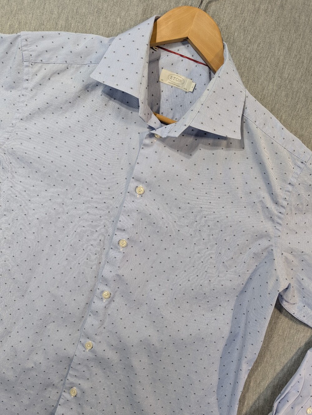 Eton Contemporary Fit Dotted Dress Shirt Men's 42-16.5 Blue Long Sleeve